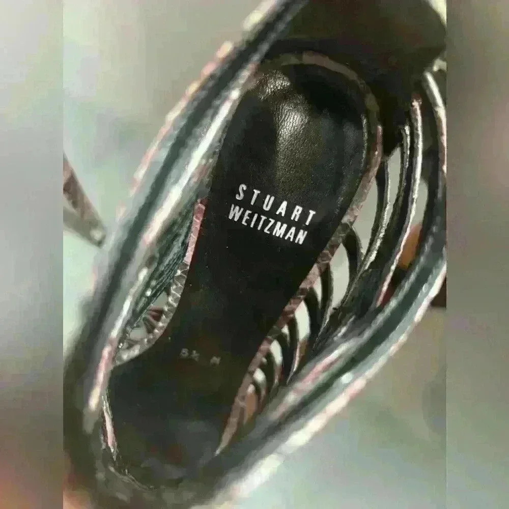 Stuart Weitzman Loops Strappy Python-Embossed Leather Sandal Size 5.5 - Picture 6 of 8